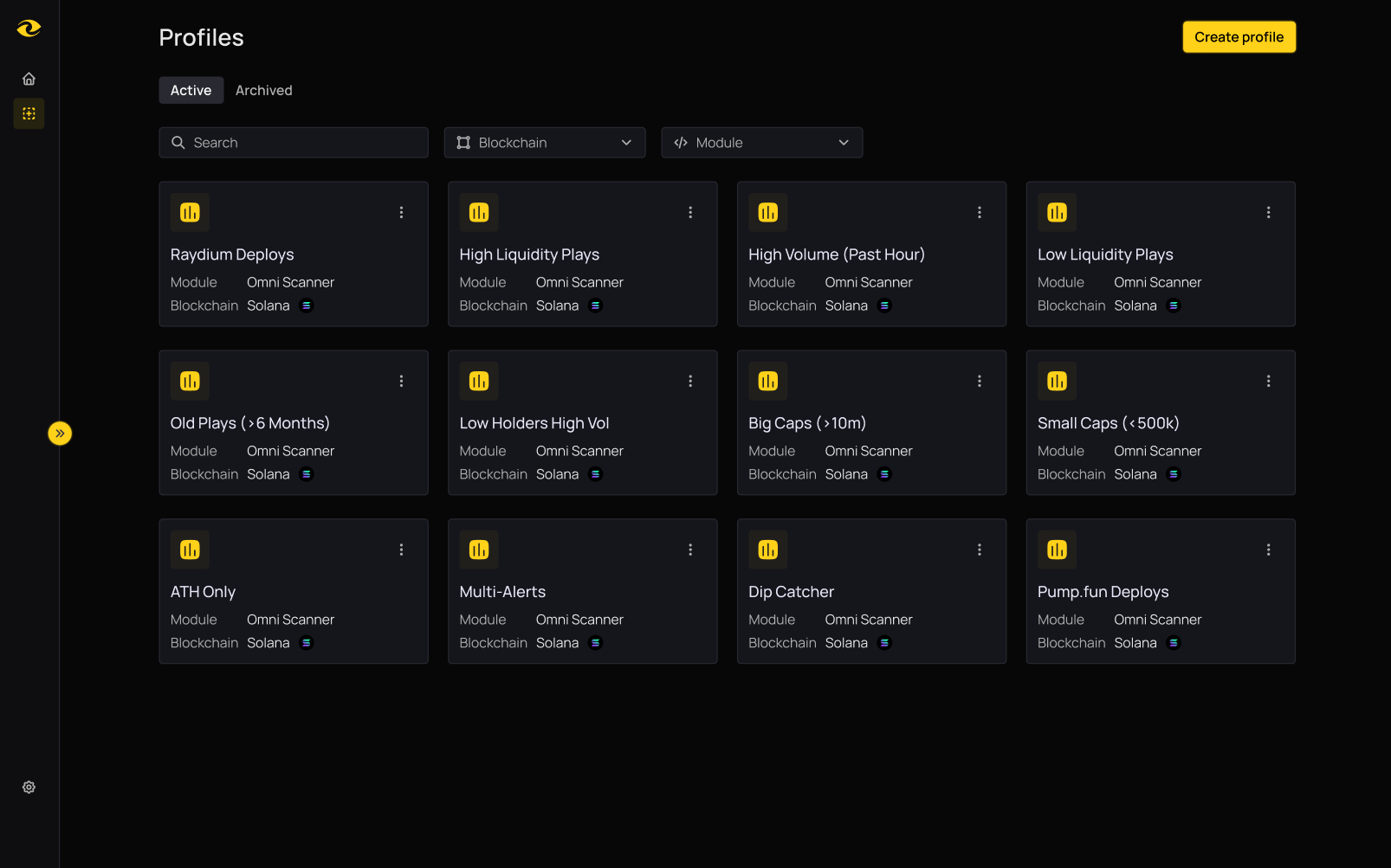 Examples of Possible Profiles on the Dashboard